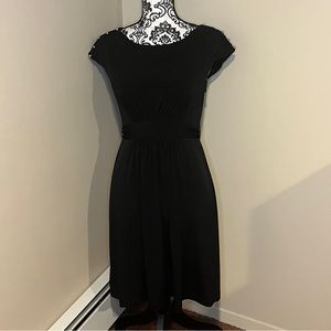 Black work dress with gold button details